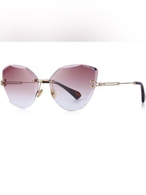 Rimless Gradient Pink Women's Fashion Sunglasses